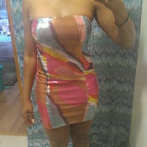 Sequence strapless dress